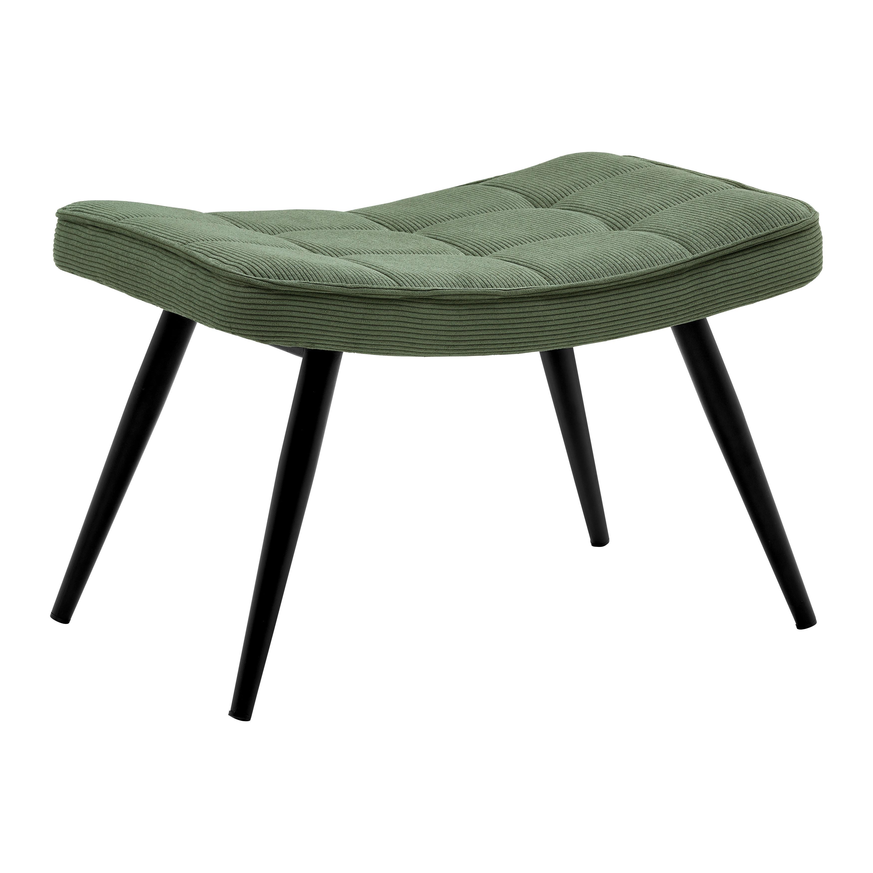 Taburetka GUNVOR, zelený menčester - čierna/zelená, Modern, kov/drevo (59,5/39/40cm) - Mömax