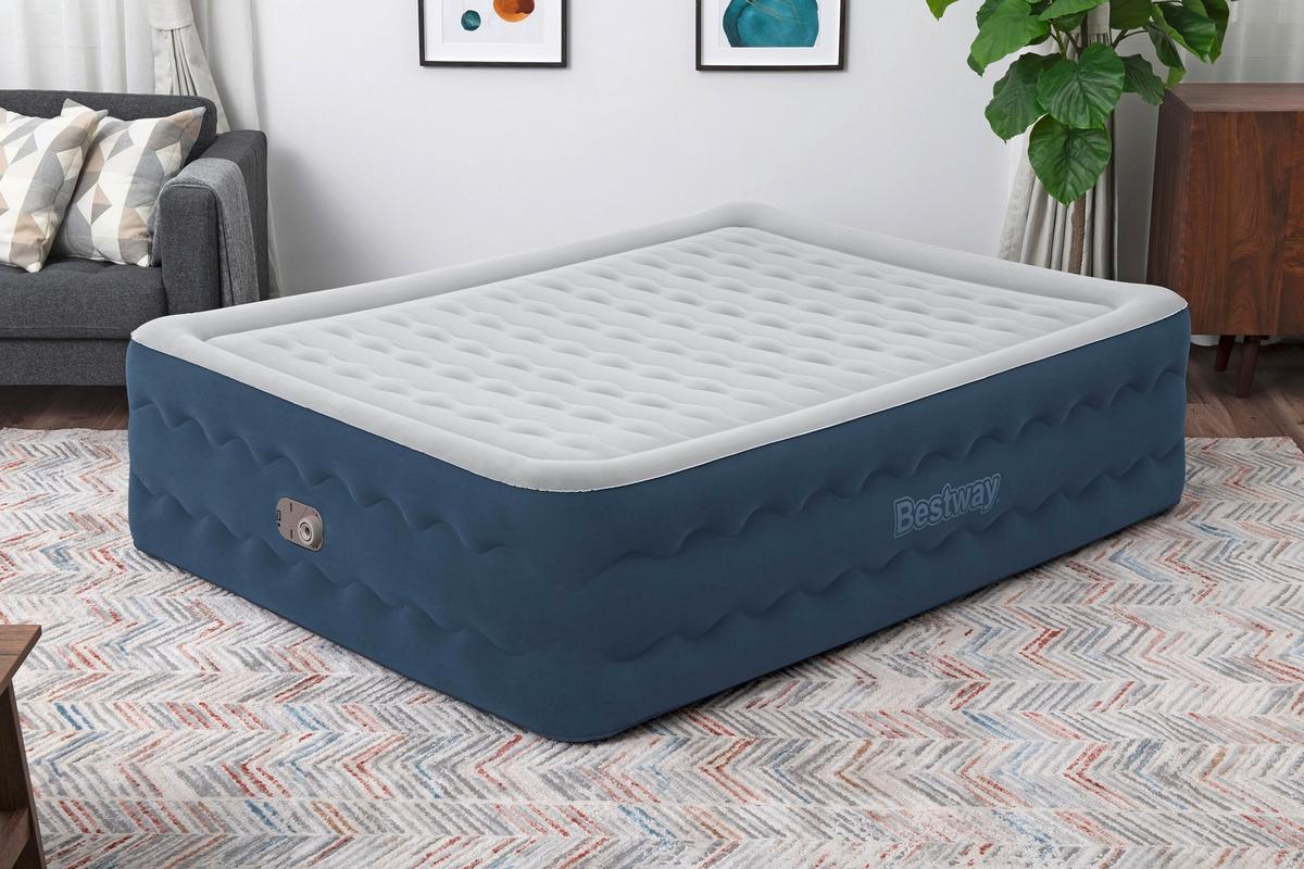 Luftbett Mathias 203x152x51 Cm Bis 300kg, Inkl. Pumpe - Dunkelblau/Grau, KONVENTIONELL, Kunststoff/Metall (203/152/51cm) - Bestway