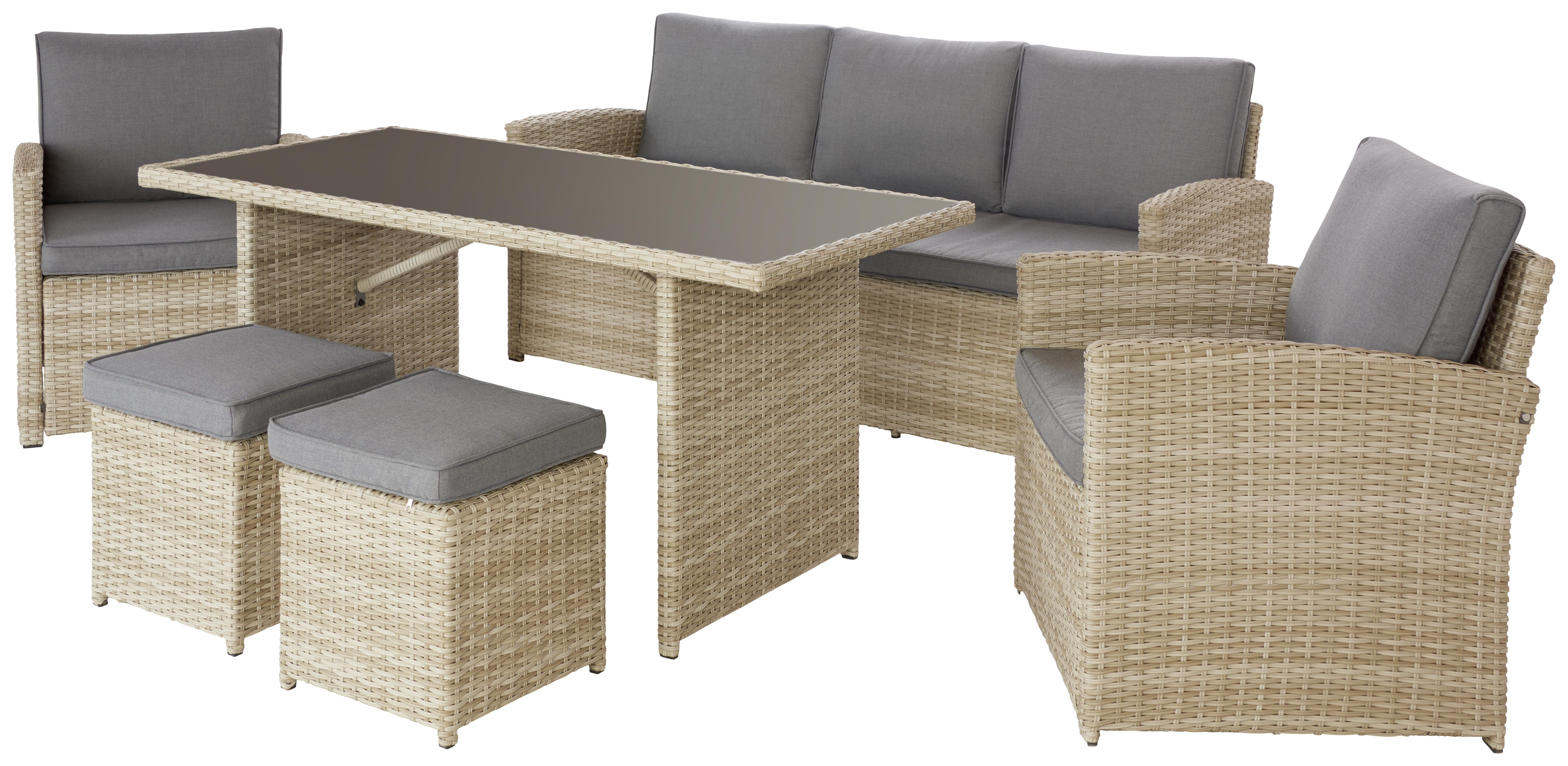 Sedacia Zostava Na Terasu Nela 2 - sivá/svetlosivá, Moderný, kov/textil - Modern Living