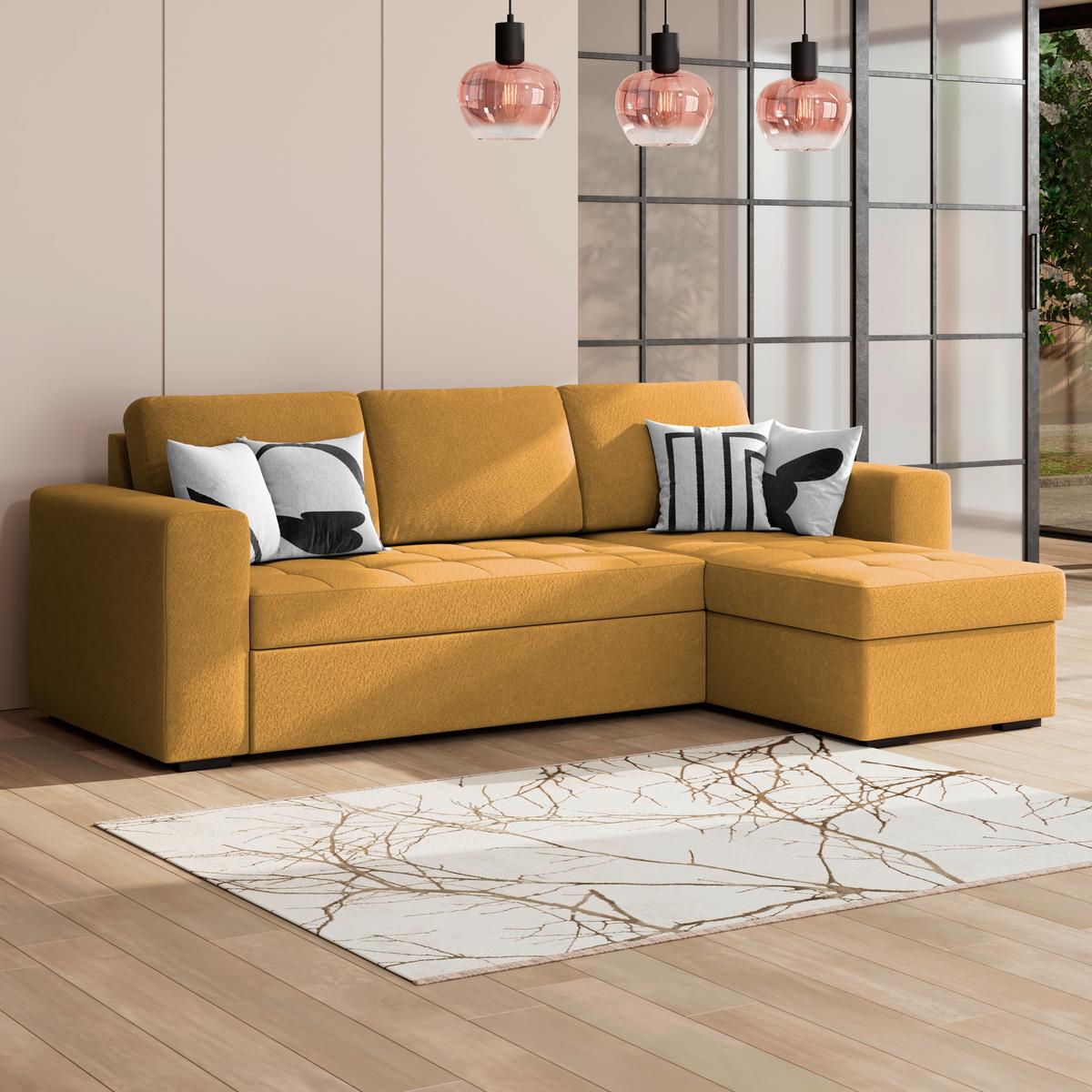 Ecksofa Jan Senfgelb S: 247x155 Cm - Senfgelb, Trend, Textil (247/155cm)