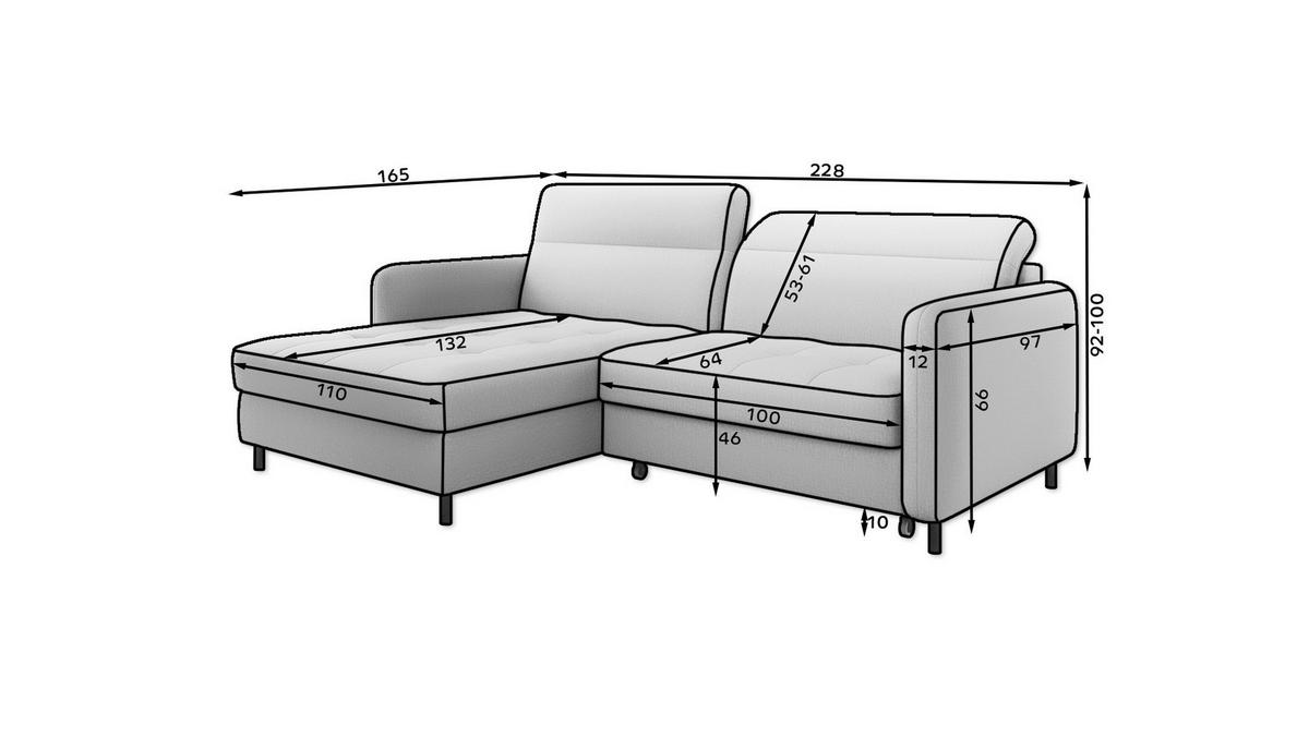 Ecksofa Gomsi Beige S: 165x228 cm - Beige/Schwarz, Design, Textil (165/228cm) - MID.YOU