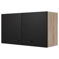 Küchenoberschrank Capri 100 Cm Eiche/schwarz 2 Türen - Eichefarben/Schwarz, KONVENTIONELL, Holzwerkstoff (100/54,8/32cm) - FlexWell