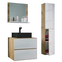 Badezimmer Lendas Bl L - Honigeiche/Schwarz, MODERN, Glas/Keramik (94cm) - MID.YOU