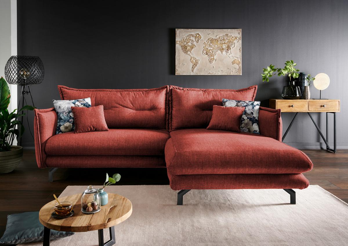 Ecksofa Lava Koralle S: 255/180 Cm - Türkis/Koralle, MODERN, Textil (255/180cm) - Livetastic