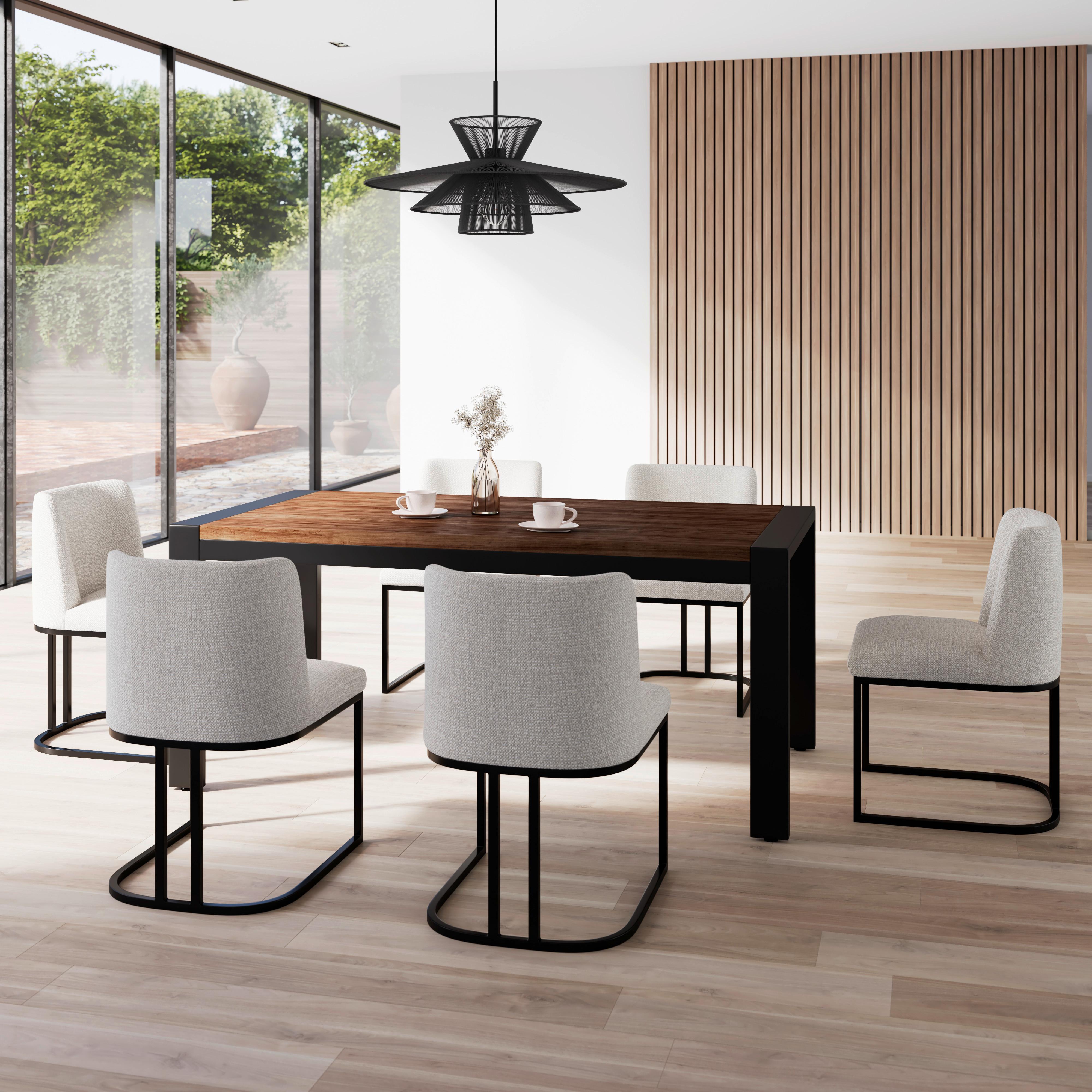 Jedálenský stôl ALEYA 180x90cm - čierna/farba vlašského orecha, Modern, kov/drevo (180/76/90cm) - Bessagi Home