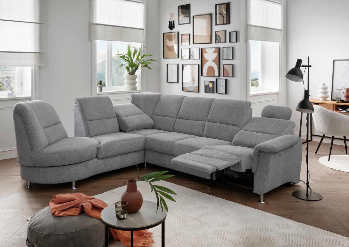 Ecksofa mit Relaxfunktion Parole Silberfarben Chenille - Chromfarben/Silberfarben, MODERN, Textil (236/275cm) - Livetastic