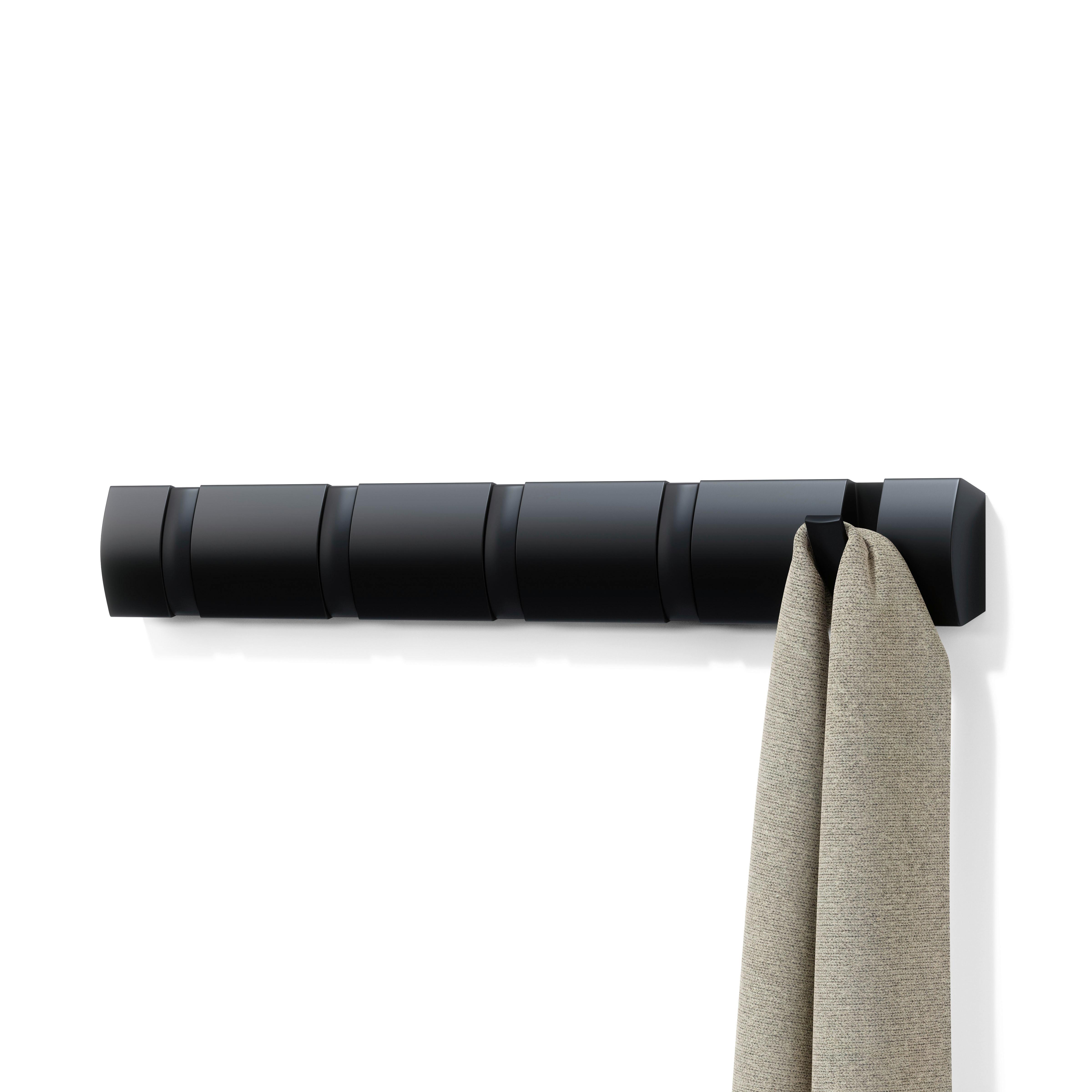 LIŠTA S HÁČIKMI FLIP 5 - čierna, Modern, drevo/plast (51/6/3cm) - Mömax