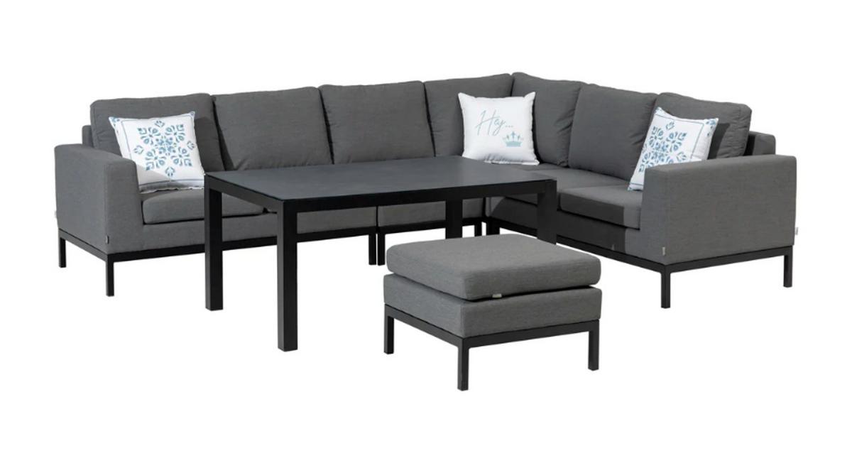 Loungegarnitur Tarent - Anthrazit/Grau, MODERN, Textil/Metall - Gardenson