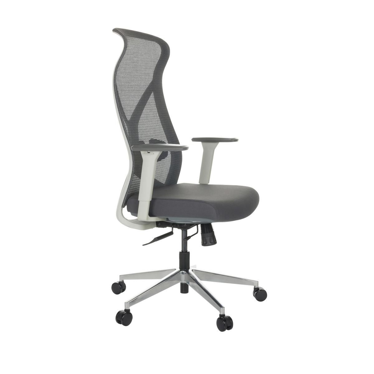 Drehstuhl Azurro White - Silberfarben/Schwarz, Basics, Kunststoff/Textil (69/119-128/60cm) - MID.YOU