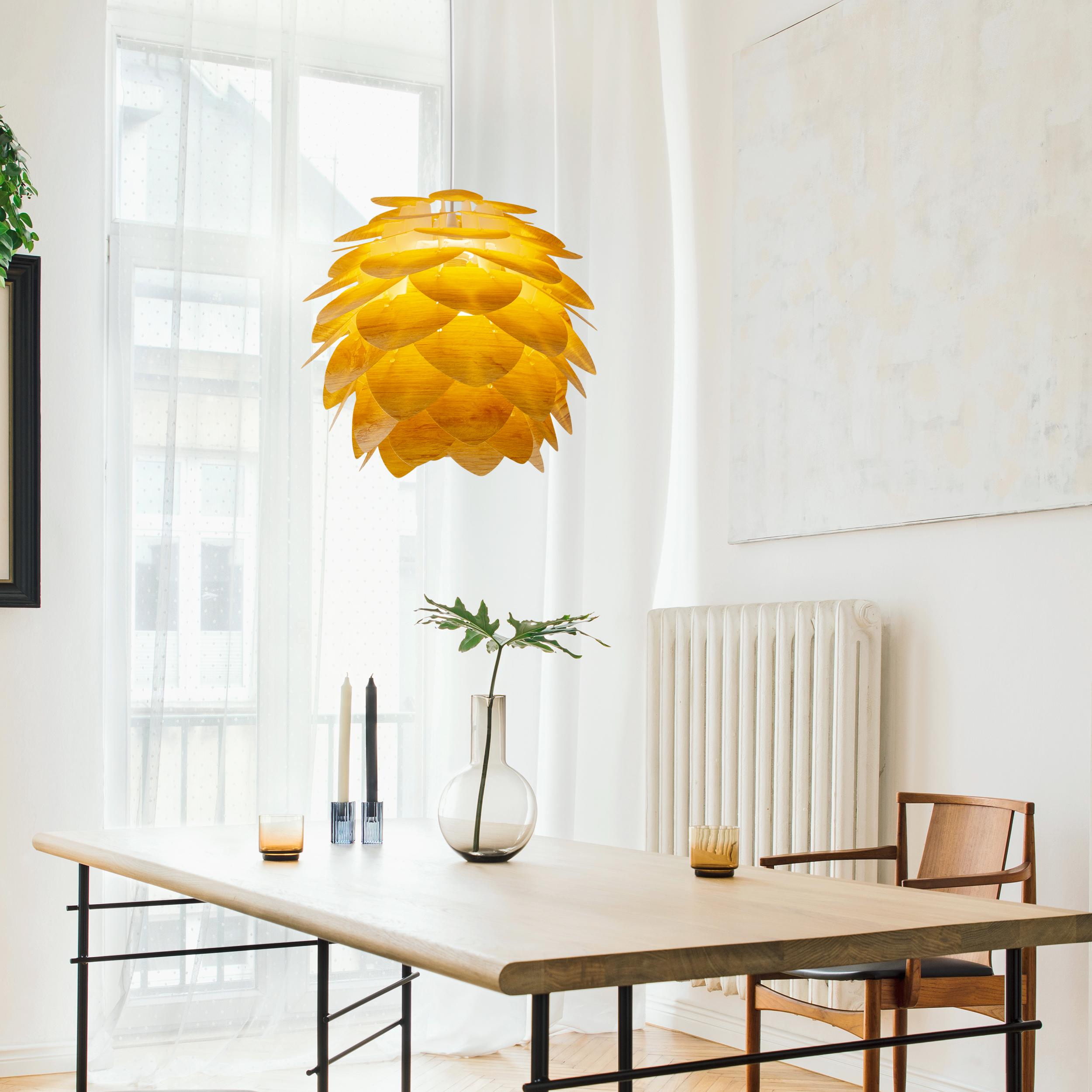 Hängeleuchte H: ca. 40 cm 1-Flammig, Holzoptik