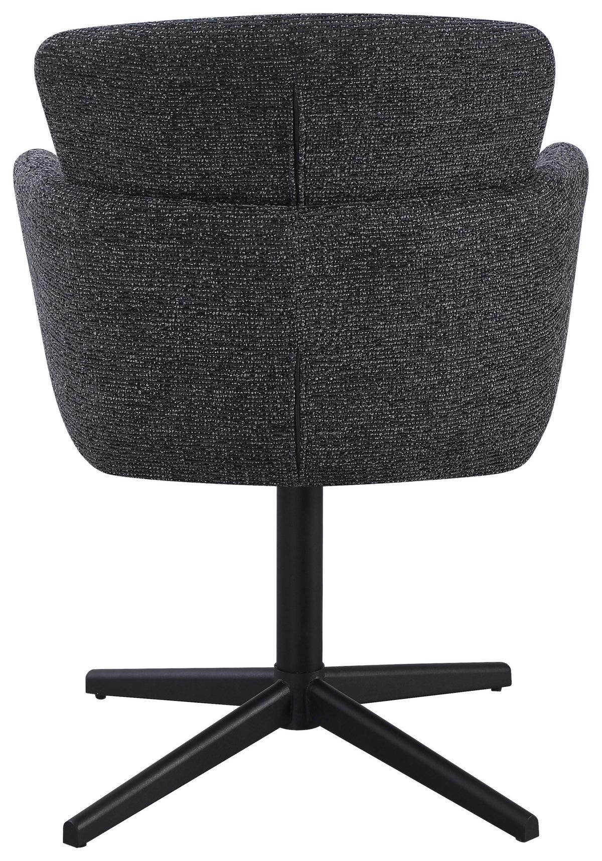 Armlehnstuhl Rosa Leinenopitk Grau - Schwarz/Grau, MODERN, Textil/Metall (60/84/60cm)