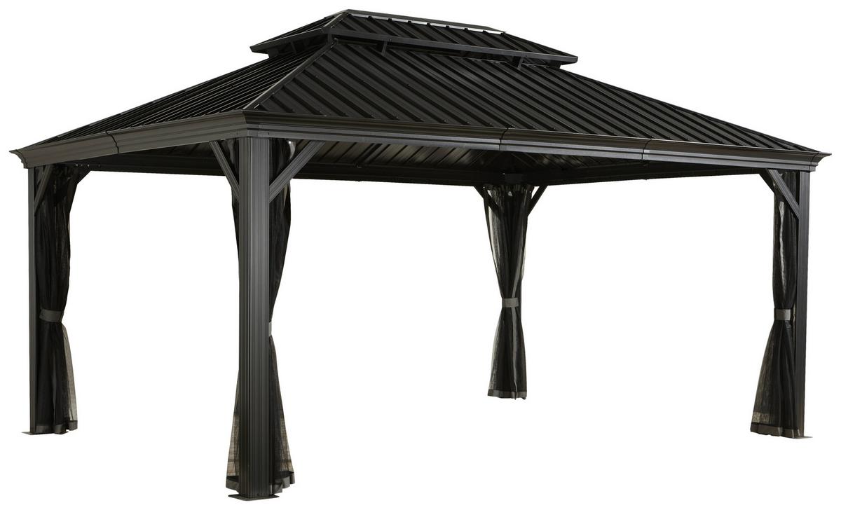 Pavillon Messina 483x363 Cm Wetterfest Gartenpavillon - Anthrazit, Basics, Metall (483/307/363cm)