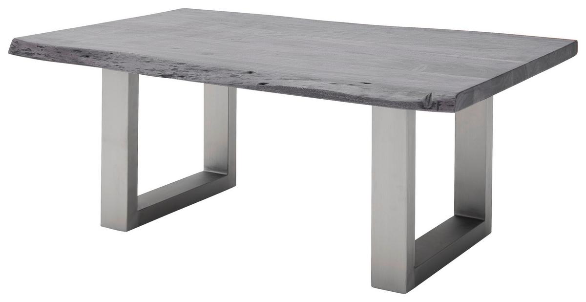 Couchtisch Holz Massiv Cartagena Grau/edelstahlf. - Edelstahlfarben/Grau, MODERN, Holz/Metall (110/45/70cm)
