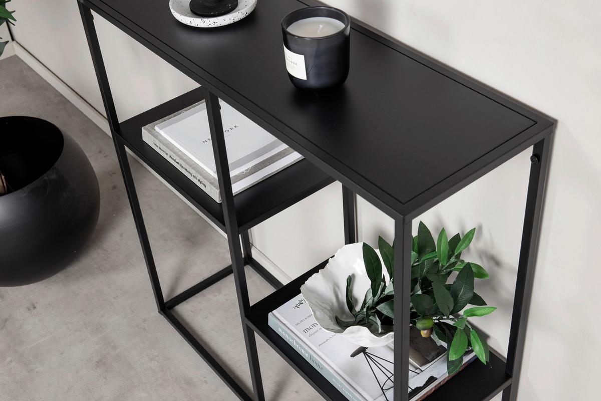 Bücherwand Staal - Schwarz, Design, Metall (80/81/26cm) - Livetastic