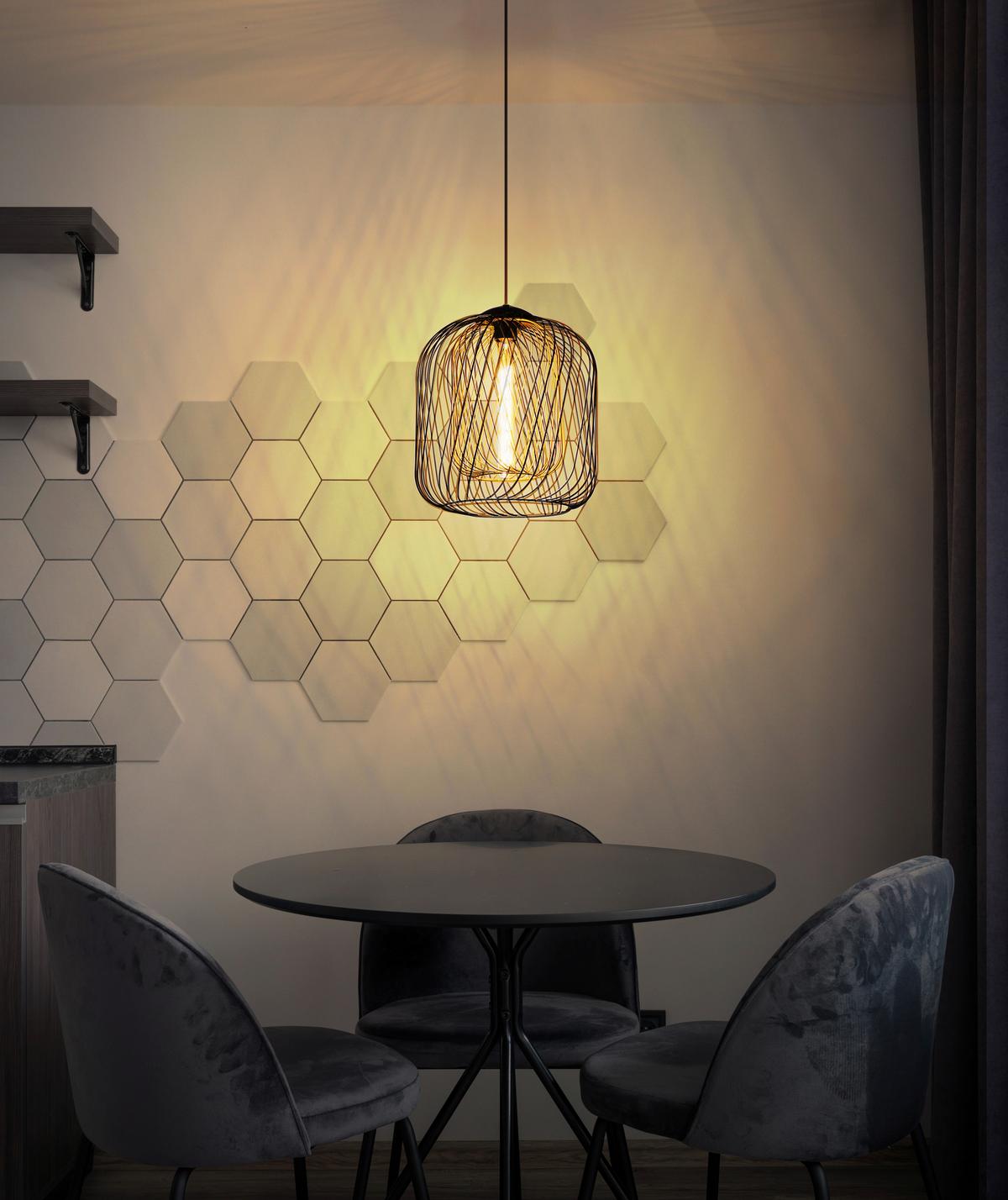 Hängeleuchte Dichti Schwarz Goldfarben D: 35 cm - Goldfarben/Schwarz, Basics, Kunststoff/Metall (35/150cm) - Globo
