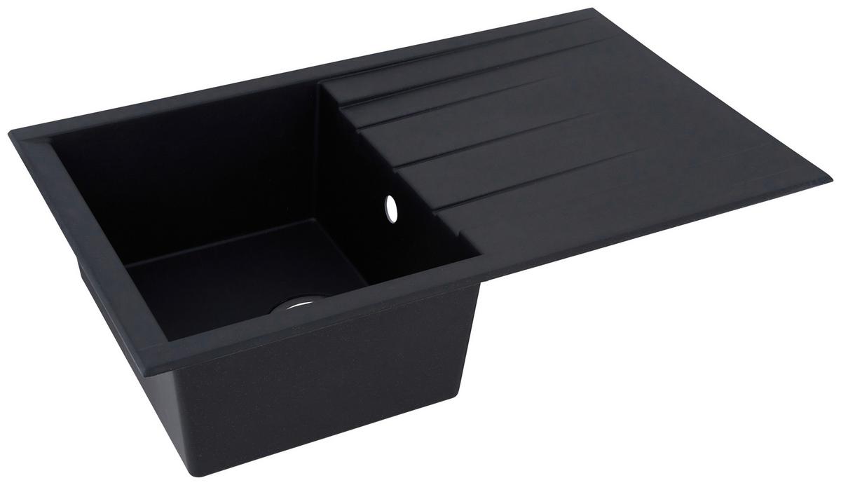 Spüle Respekta Houston Kunststein Bxt: 80x50 cm - Schwarz, Trend, Glas/Kunststoff (80/21/50cm) - Respekta