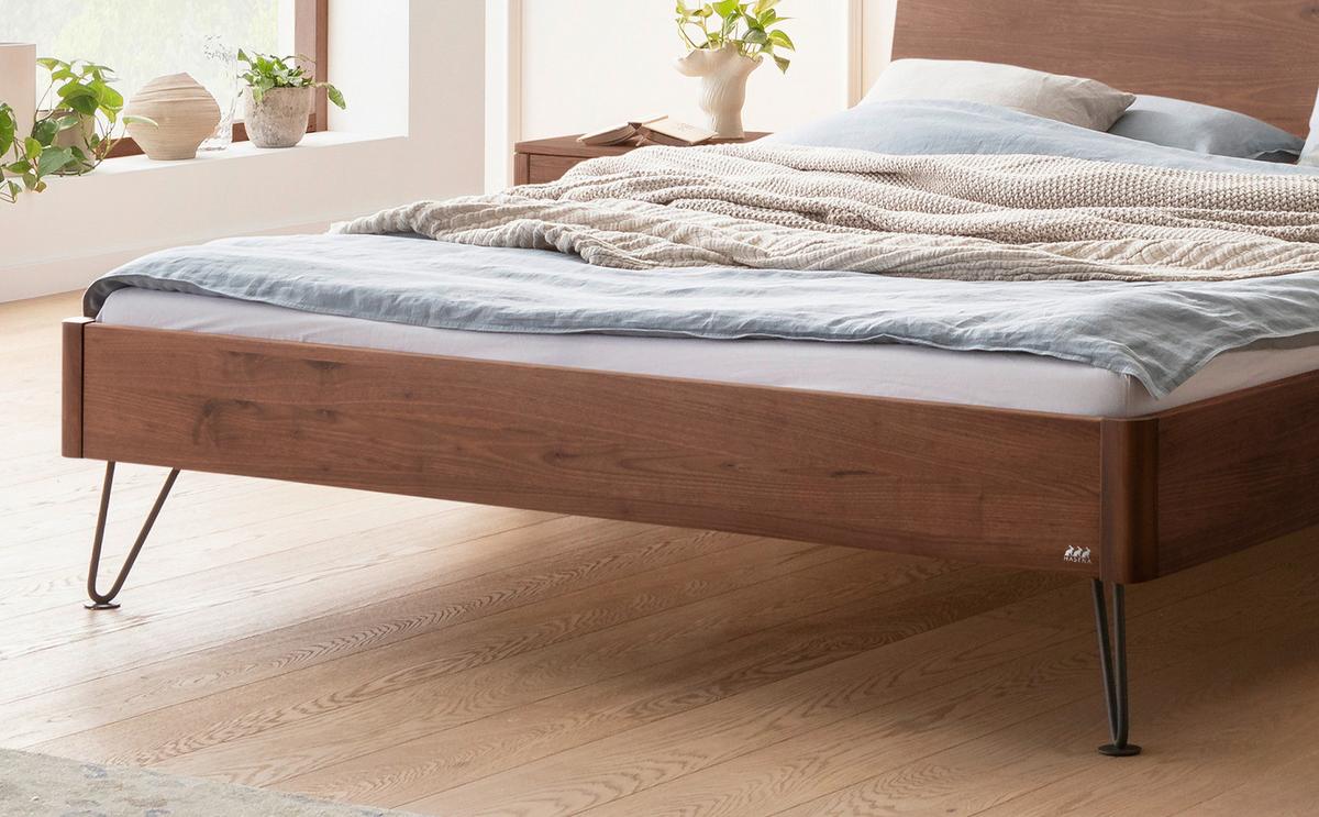 Bett Locarno Nussbaumfarben 140x200 Cm - Anthrazit/Nussbaumfarben, MODERN, Holz (140/200cm) - Hasena