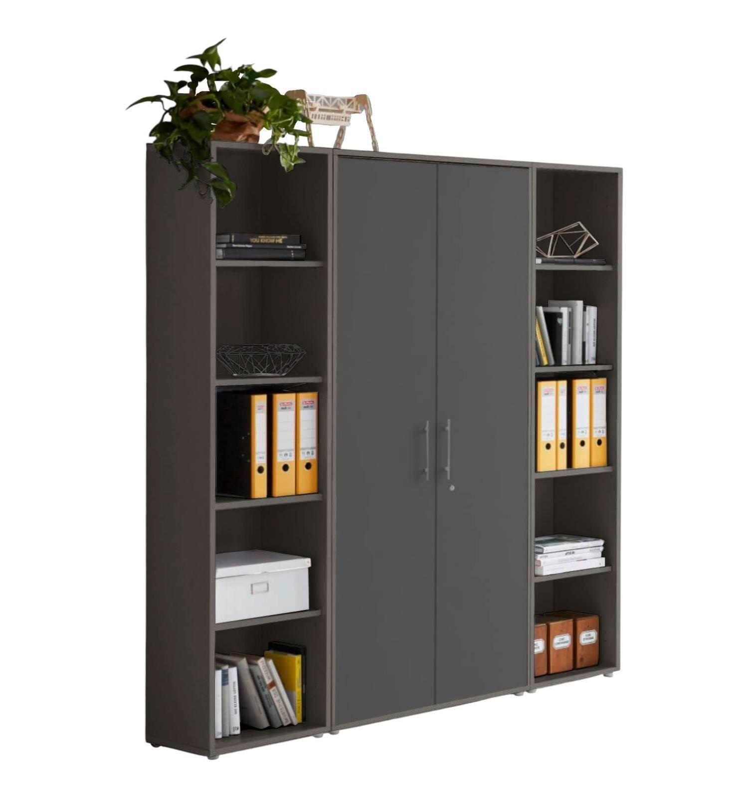 AKTENSCHRANK OFFICE EDITION - SW SET 3 - Anthrazit, MODERN, Holzwerkstoff (172,6/185,6/33cm) - MID.YOU