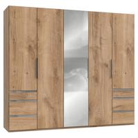 Drehtürenschrank Mit Spiegel + Laden 250cm Level 36a, Eiche - Plankeneiche/Eichefarben, MODERN, Glas/Holzwerkstoff (250/216/58cm) - MID.YOU