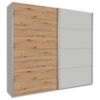Skriňa s posuvnými dverami Feldkirch 8, 226/210 cm - sivá/farba duba, Modern, kov/kompozitné drevo (226/210/62cm)