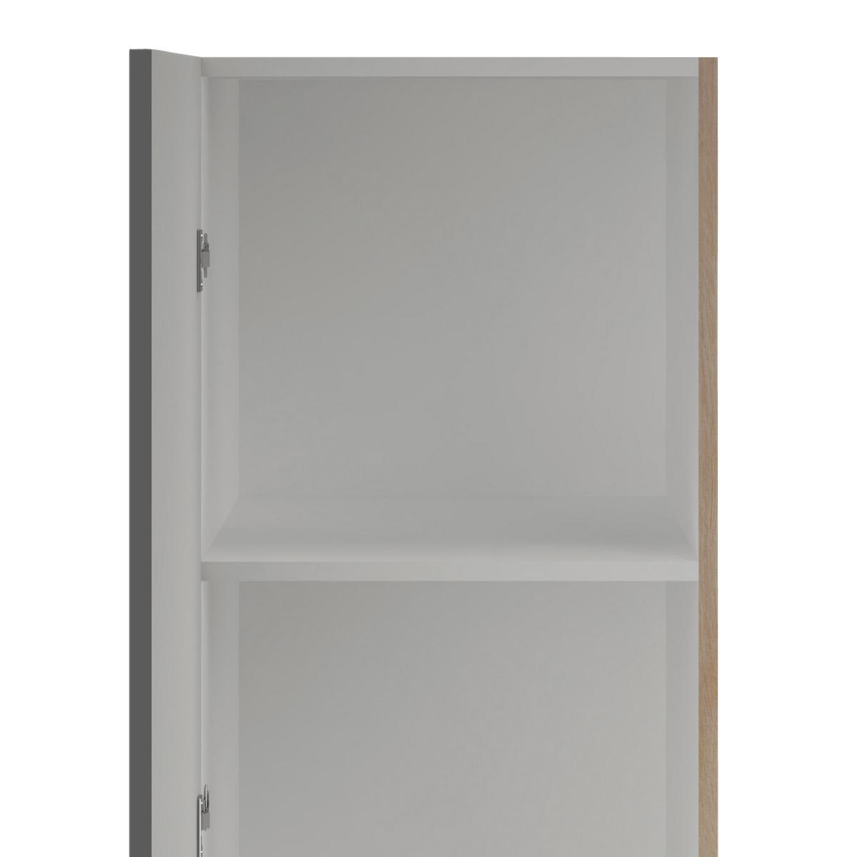 Geschirrschrank Shadow B: 50 cm Grau/Eiche Dekor 3 Böden - Dunkelgrau/Eiche San Remo, MODERN, Holzwerkstoff (50/200/57cm)