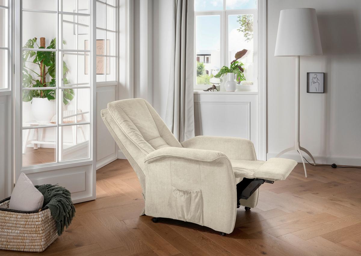 Fernsehsessel Harry Beige B: 77 cm - Beige/Schwarz, Design, Textil (77/107/88cm) - Livetastic