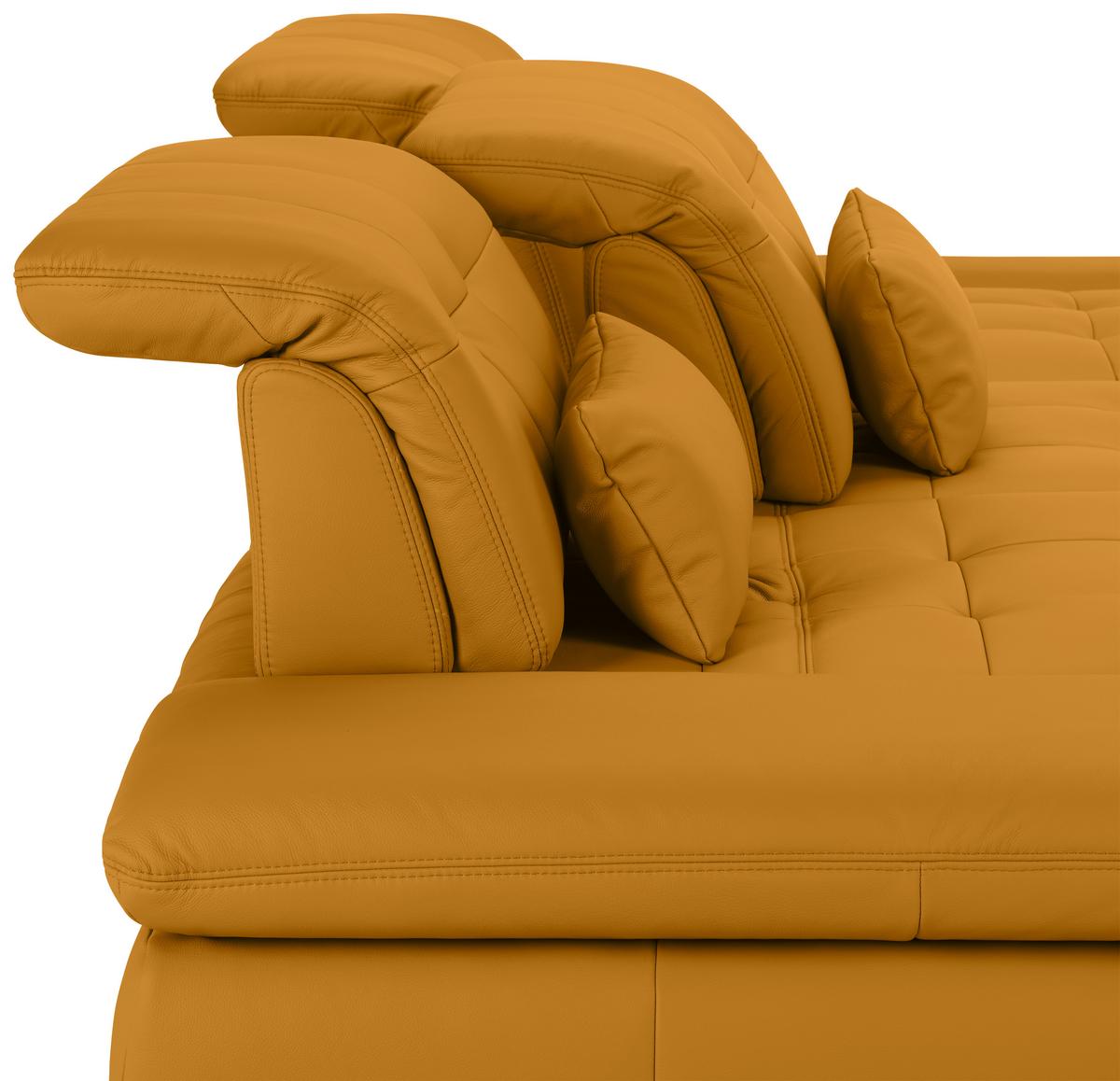 Rohová sedačka SANFINO, pravá, žlutá pravá kůže - barvy chromu/žlutá, Konvenční, kov/kůže (305/199cm) - Premium Living