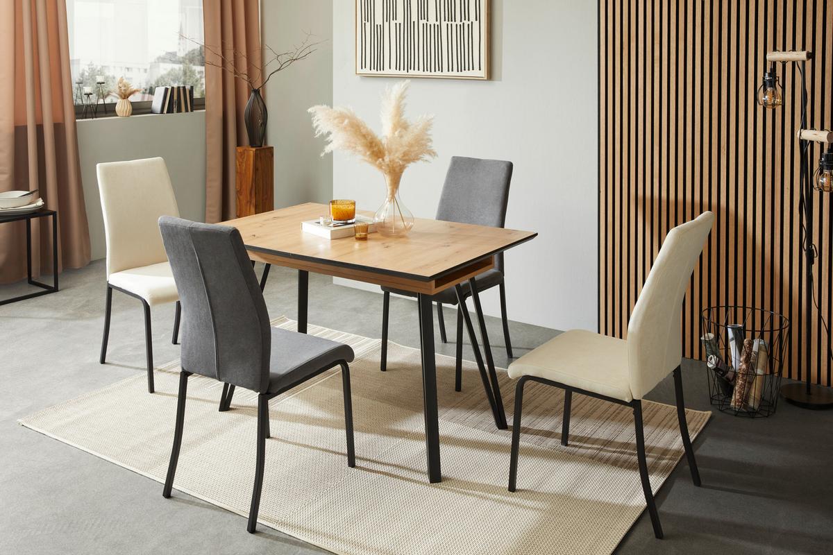 Rozkládací stůl 120-160/75/80cm - černá, Konvenční, kov/kompozitní dřevo (120-160/75/80cm)