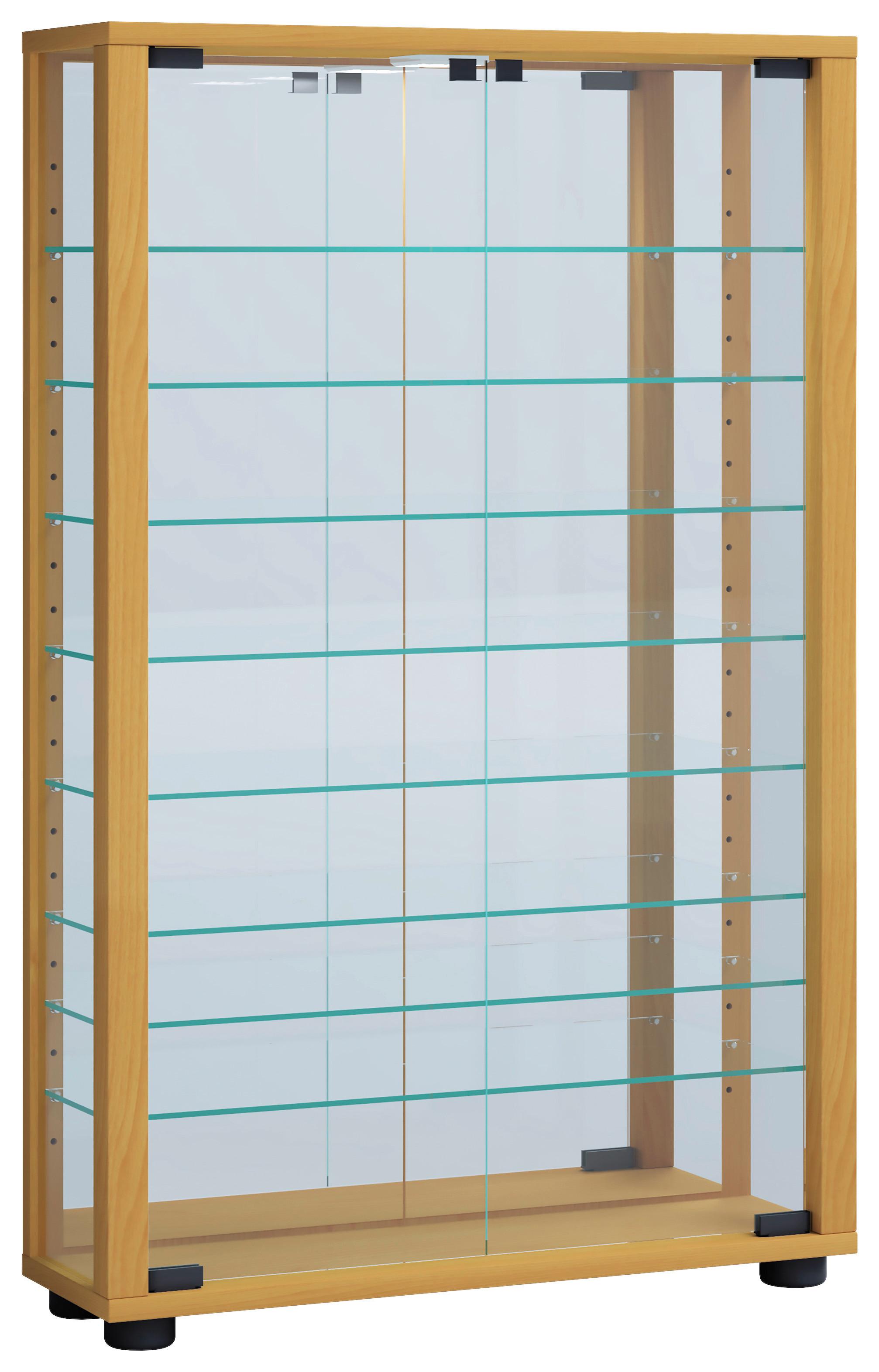 VITRINE Lumo Buchefarben B: 59 cm - Buchefarben/Schwarz, MODERN, Glas/Holzwerkstoff (59/91,3/18cm) - MID.YOU