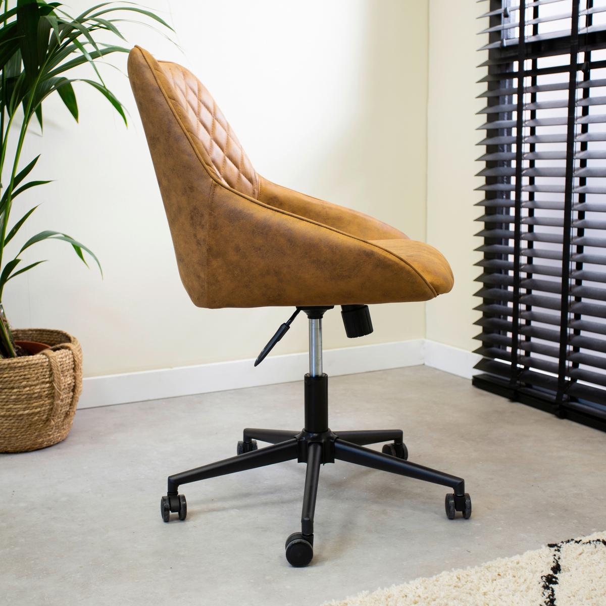 Drehstuhl Kayne - Cognac/Schwarz, KONVENTIONELL, Textil/Metall (60/84/64,5cm) - MID.YOU