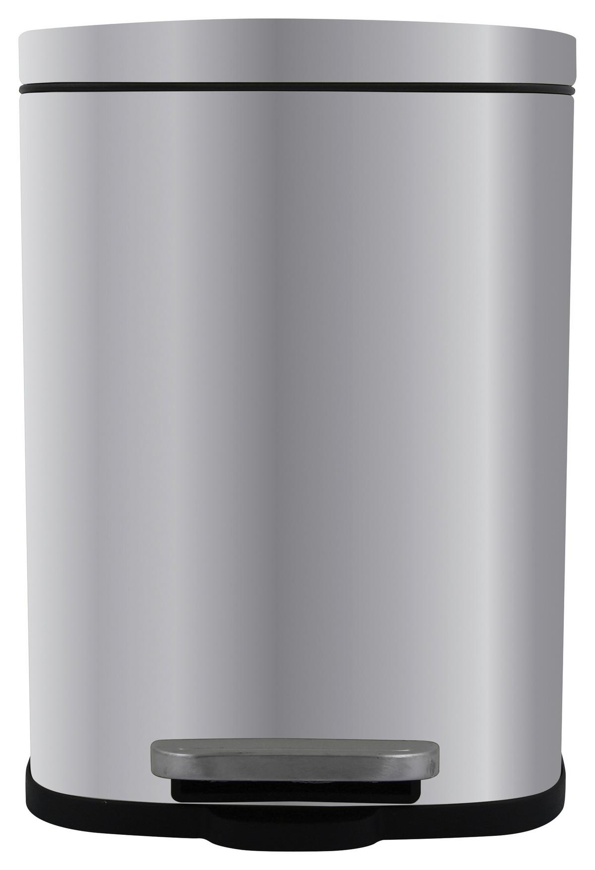 Treteimer Akira 12l Silber Metall Lbh: 28x19,3x37,9 Cm - Silberfarben/Schwarz, Basics, Kunststoff/Metall (28,0/19,3/37,9cm) - Spirella