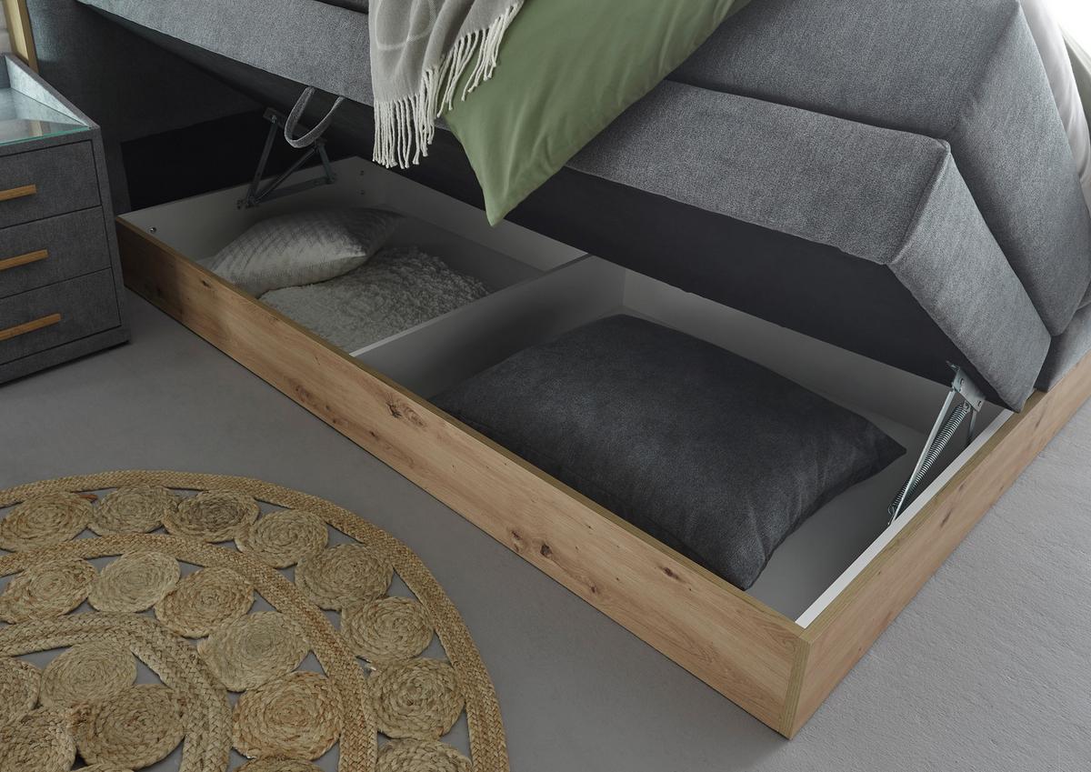 Boxspringbett Mit Topper & Bettkasten 180x200 Preston - Hellgrau, MODERN, Holz/Holzwerkstoff (180/200cm) - Livetastic