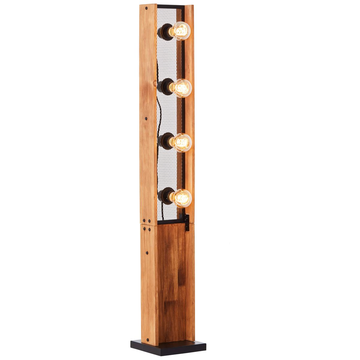 Stehlampe Holz Calandra Braun/schwarz Mit Fußschalter - Schwarz/Braun, Natur, Holz/Metall (20/125,5/20cm) - Brilliant