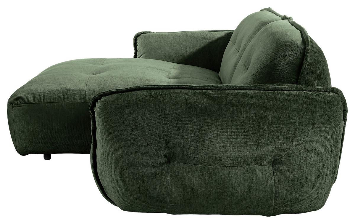 Ecksofa Fluffy Dunkelgrün S: 184x269 Cm - Dunkelgrün/Schwarz, MODERN, Textil (184/269cm) - Trendmanufaktur