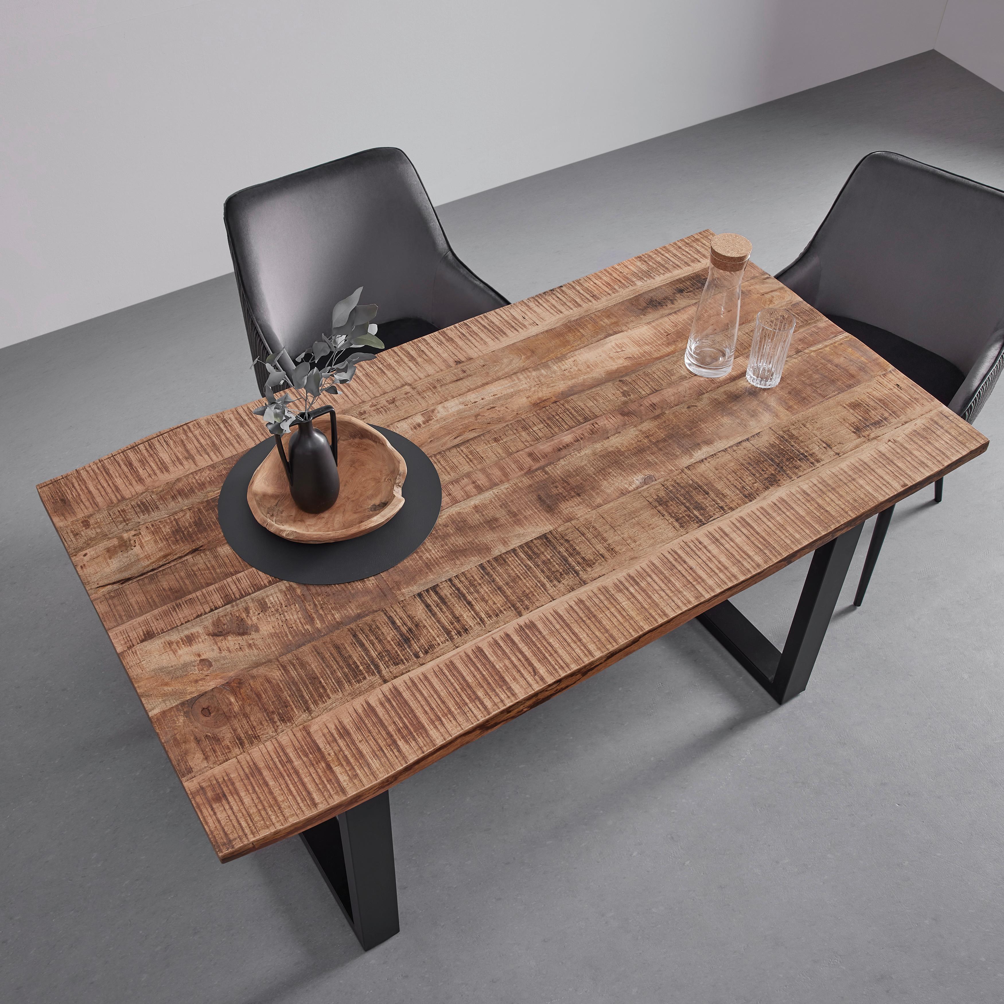 Jídelní stůl Arya 160x85 cm - černá/barvy akácie, Moderní, kov/dřevo (160/85/76cm) - Bessagi Home