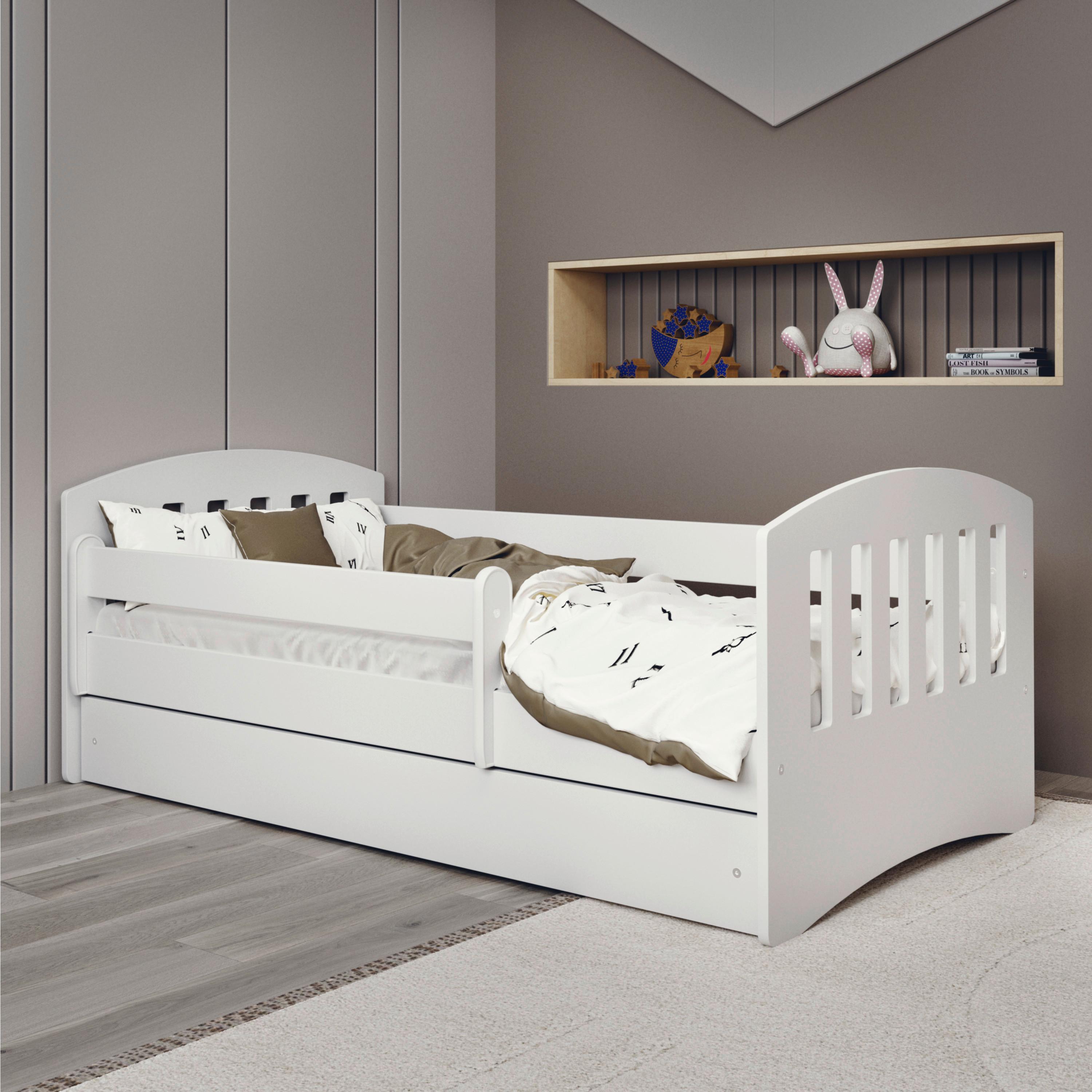 KINDER-/JUNIORBETT Classic Weiß 80x140cm - Birkefarben/Weiß, MODERN, Holz/Holzwerkstoff (80/140cm) - MID.YOU