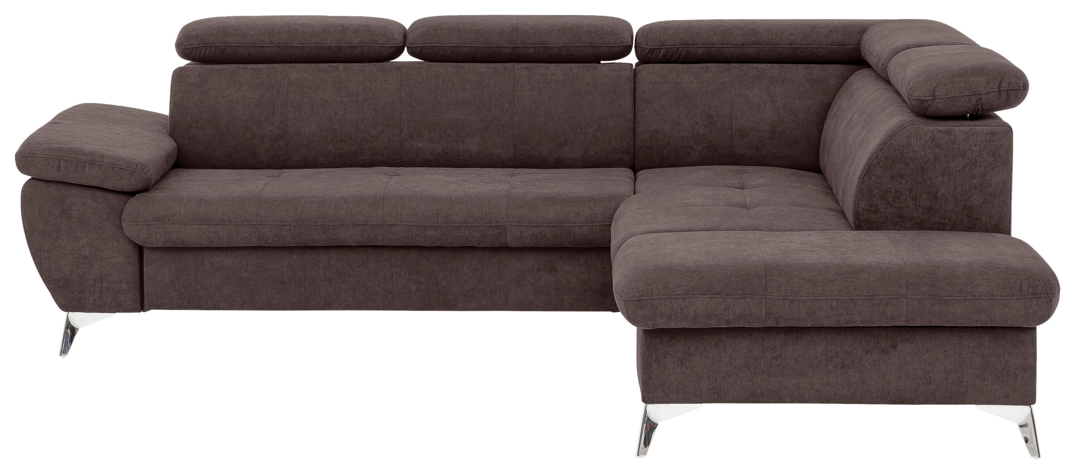 Ecksofa Mit Schlaffunktion Und Bettkasten Gisele Braun - Chromfarben/Dunkelbraun, KONVENTIONELL, Textil (256/209cm) - Livetastic