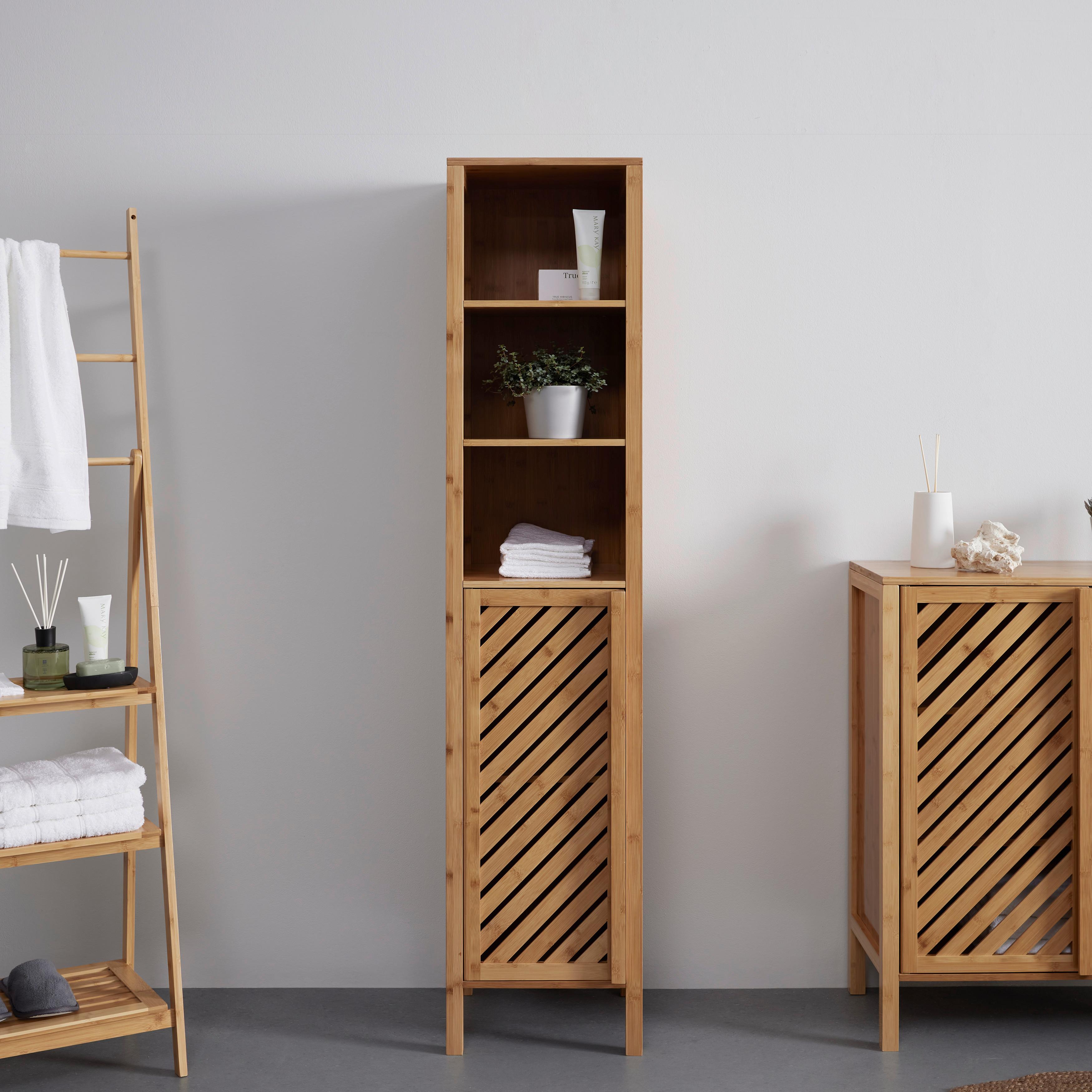 Vysoká skrinka BONNY prírodné farby - prírodná farba, Modern, prírodné materiály (35/160/36cm) - P & B