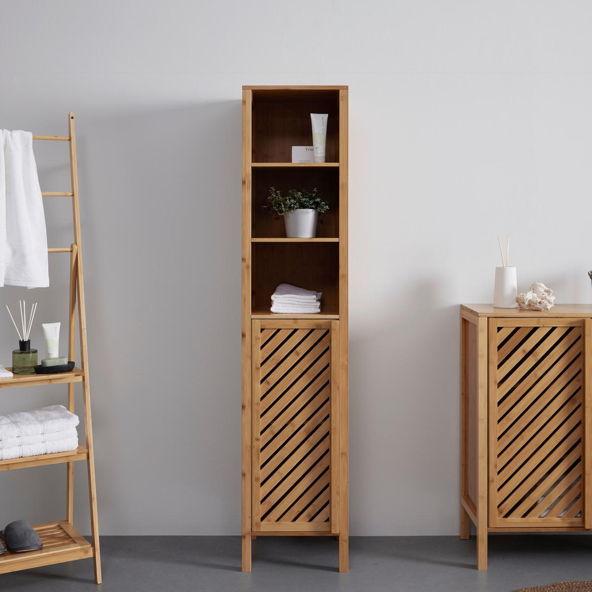 Vysoká skrinka BONNY prírodné farby - prírodná farba, Modern, prírodné materiály (35/160/36cm) - P & B