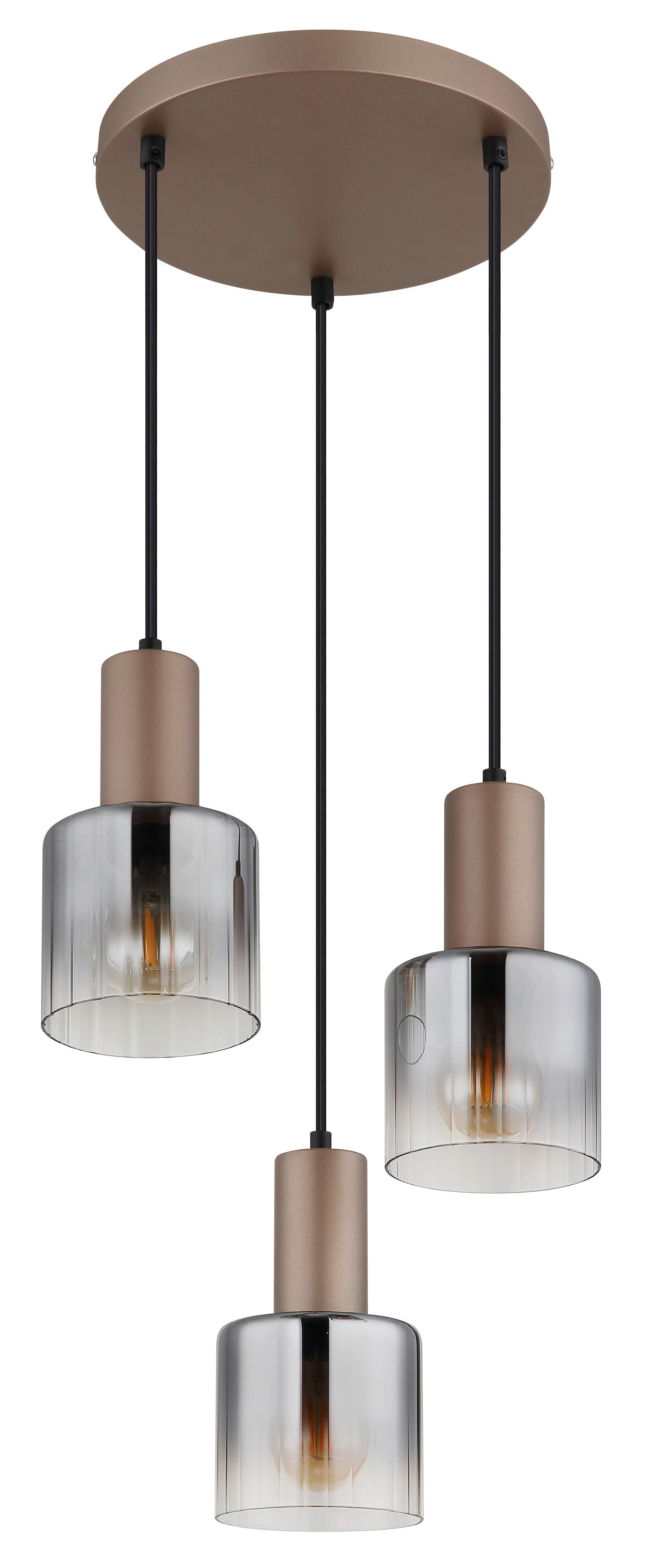 Hängeleuchte Exkl. 3xe27, 40w - Klar/Chromfarben, Design, Glas/Kunststoff (28/150cm) - Globo