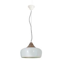 Hängeleuchte Jaipur H: 34 cm 1-Flammig, Weiß/Holz Dekor - Weiß, KONVENTIONELL, Holzwerkstoff/Metall (30/34cm) - Näve