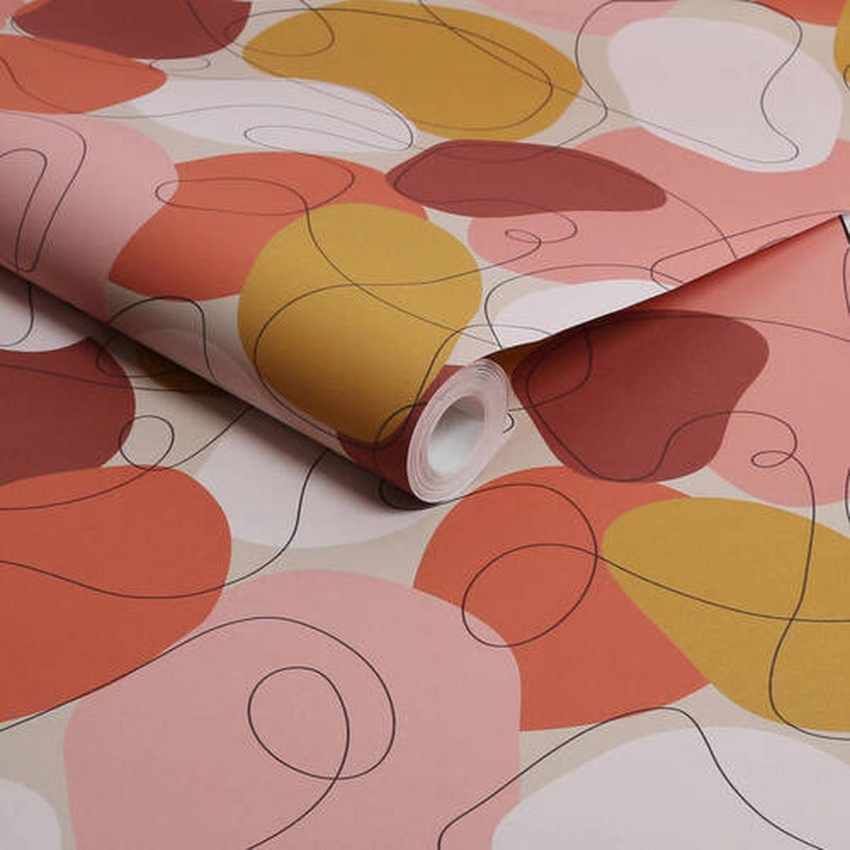 Vliestapete 118609 - Pink/Orange, Basics, Papier/Kunststoff (52/1000cm)