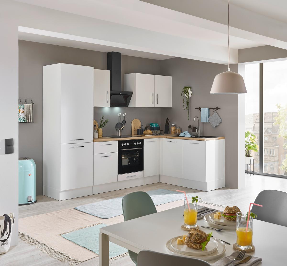 Eckküche Turin Weiß/eiche Dekor 270x165 Cm - Weiß/Eiche Artisan, Basics, Holzwerkstoff (270/165cm) - MID.YOU