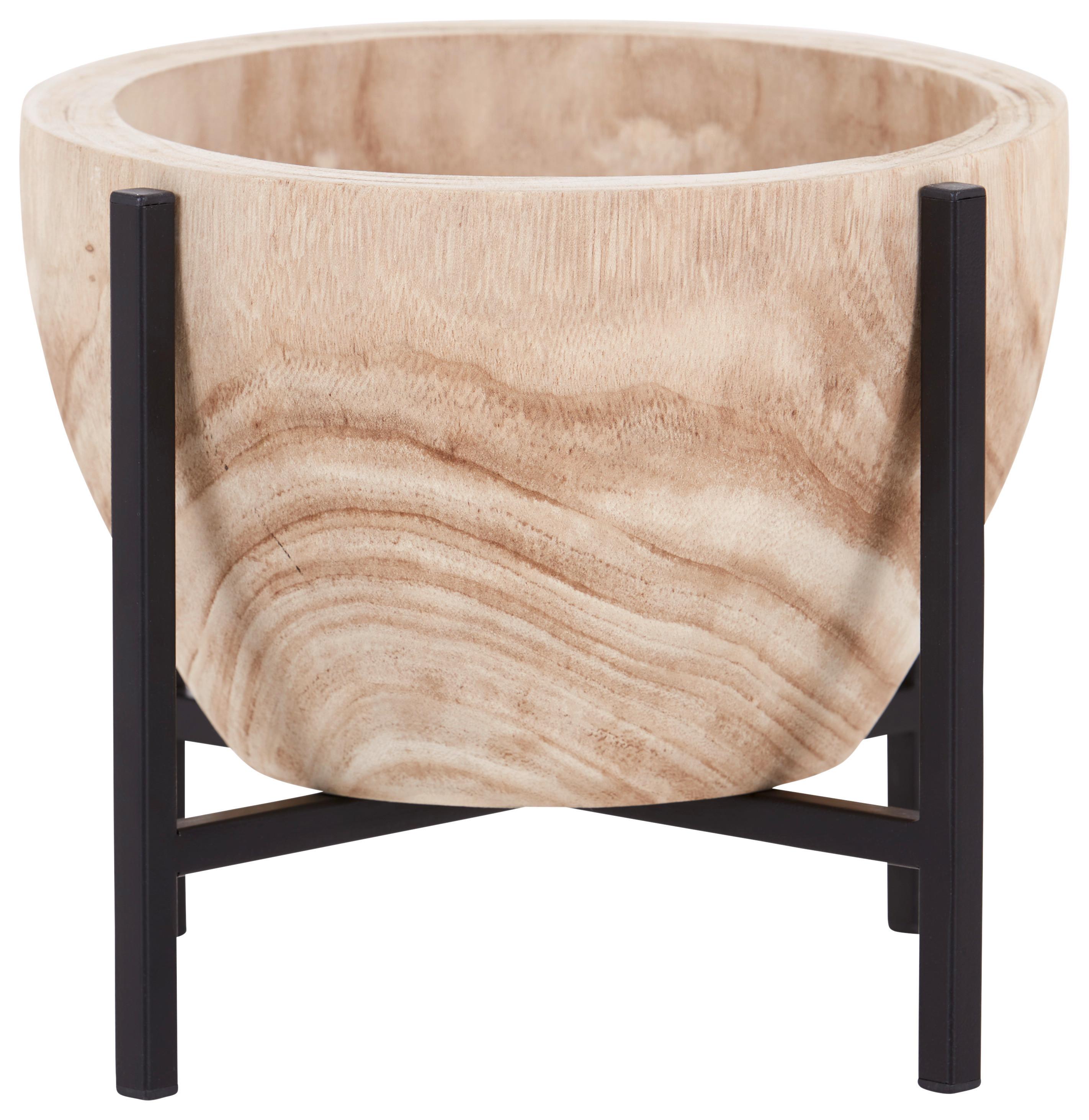 Dekoschale Habbo Naturfarben Holz/Metall DxH: 24x19,5 cm - Schwarz/Naturfarben, MODERN, Holz/Metall (24/19,5cm) - Luca Bessoni