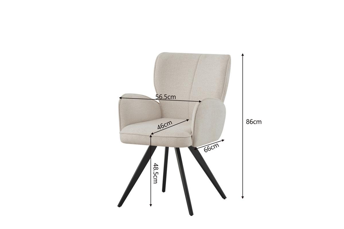 Armlehnstuhl Kim Schwarz/beige Gepolstert - Beige/Schwarz, LIFESTYLE, Textil/Metall (60/85/61cm) - MID.YOU