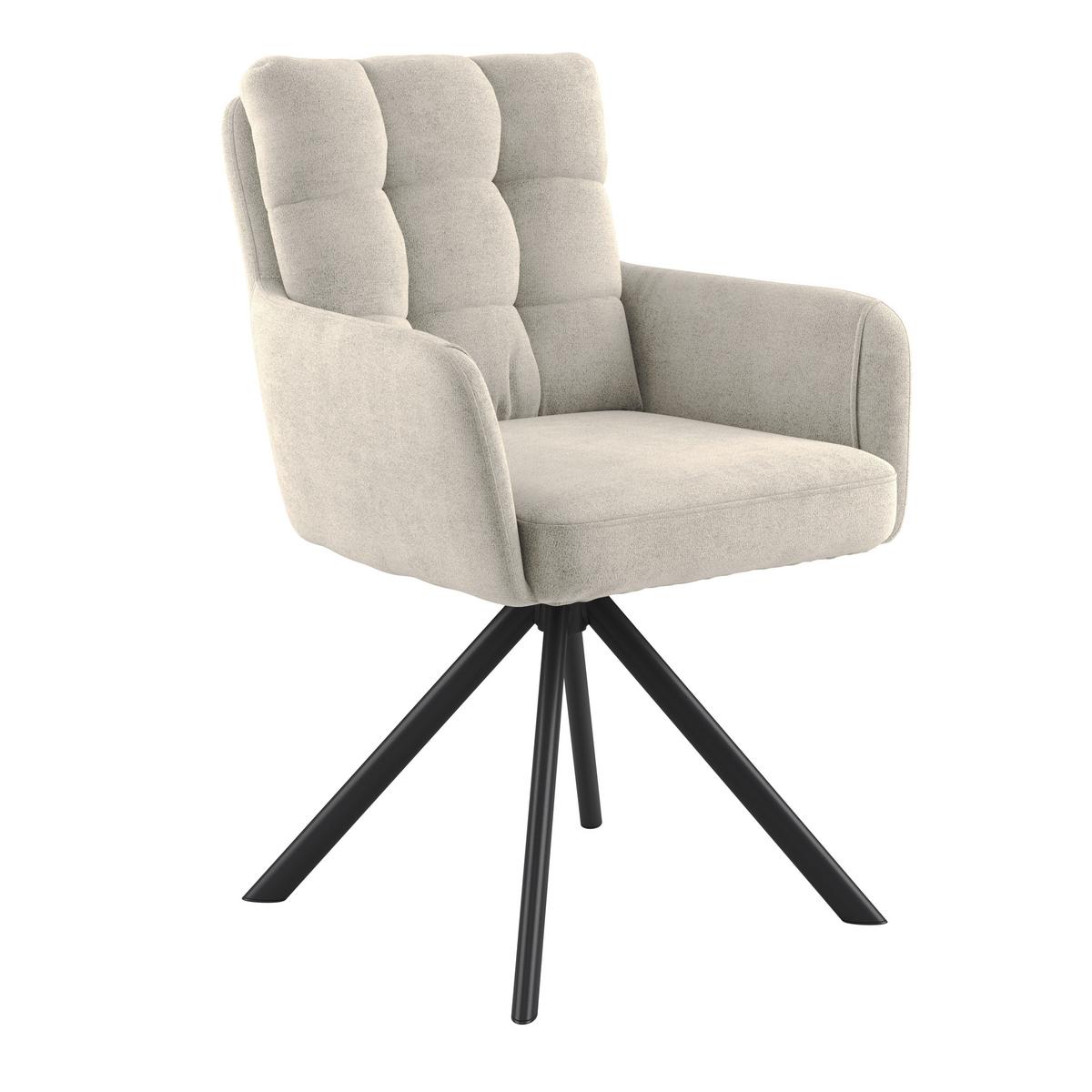 Armlehnstuhl Susan Beige Schwarz/Sitzfläche 360°drehbar - Beige/Schwarz, KONVENTIONELL, Holz/Textil (59/90/66cm)