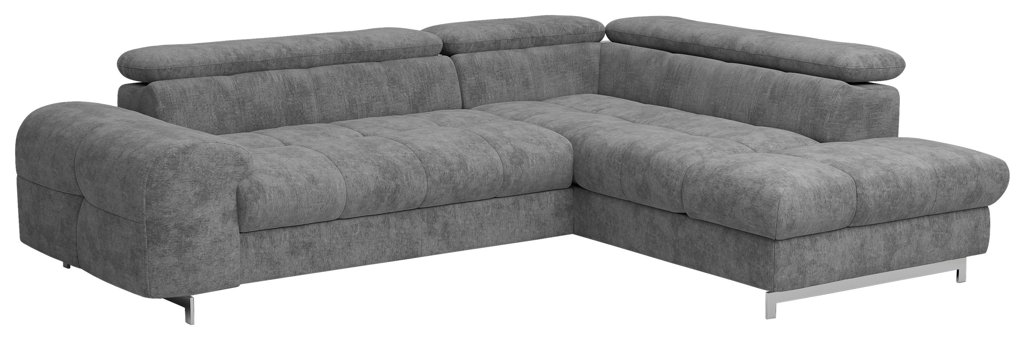 Ecksofa Mit Schlaffunktion Cloud + Hellgrau - Chromfarben/Grau, KONVENTIONELL, Textil (257/206cm) - Livetastic