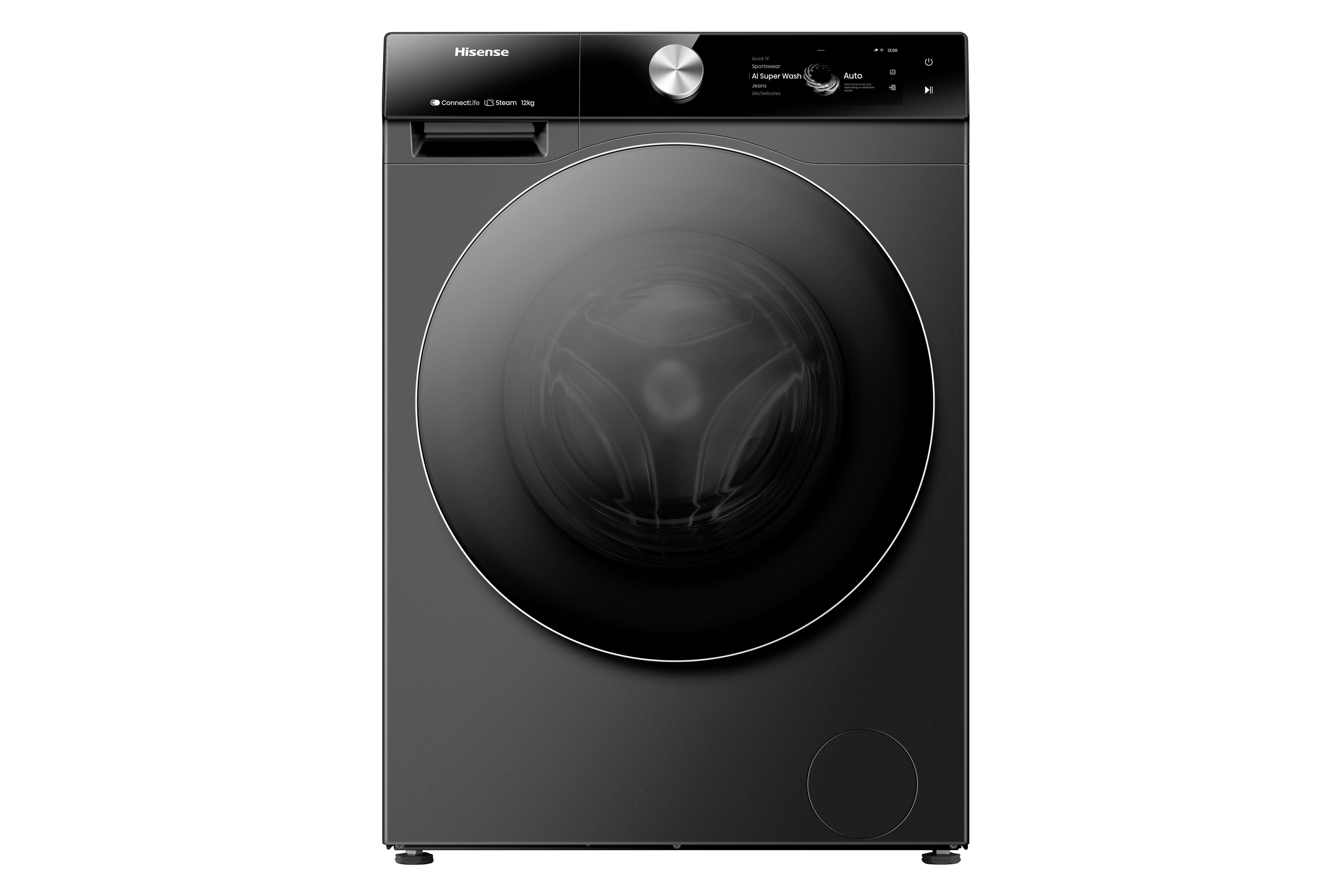 Waschmaschine Wf7s1247bb - Schwarz, Basics, Glas/Kunststoff (59,5/84,5/64cm) - Hisense