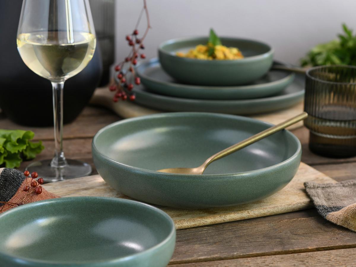 Tafelservice Uno Salbei Steinzeug, 8 -Teilig. - Salbeigrün, Basics, Keramik - Creatable
