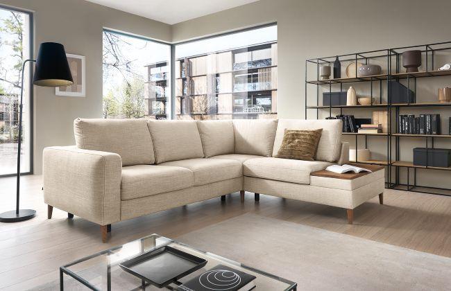 Ecksofa Alika Silberfarben: S: 260x204 cm - Eschefarben/Silberfarben, MODERN, Textil (260/204cm) - Trendmanufaktur